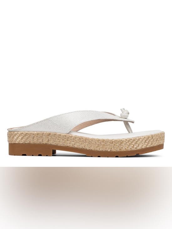 Donald J. Pliner Shoes - Donald Pliner Seena White Woven-Trim Platform Wedge Thong Sandals 8